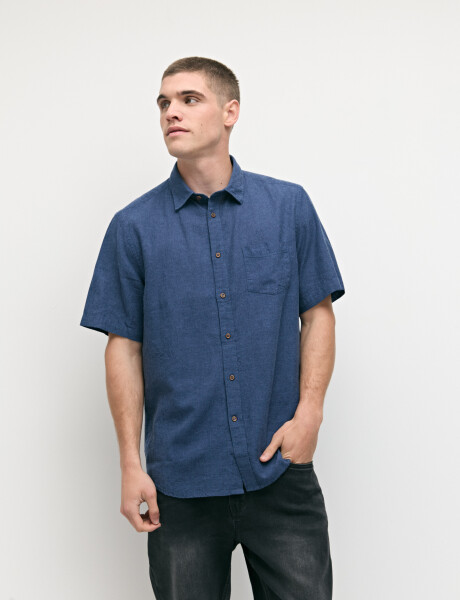 012265 CAMISA HARRINGTON LABEL Azul Piedra