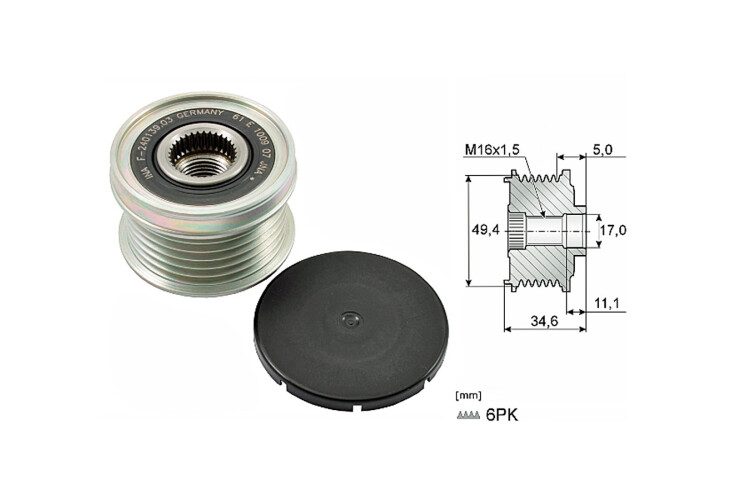 Polea Alternador Marcha Libre Audi A1/A3 Seat Ibiza V/Arona Volks Virtus/Vento/Up/T-Cross/Polo/Nivus/Suran 10-25 Polea Alternador Marcha Libre Audi A1/A3 Seat Ibiza V/Arona Volks Virtus/Vento/Up/T-Cross/Polo/Nivus/Suran 10-25