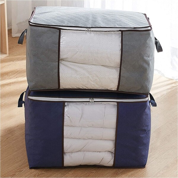 Caja Organizadora De Tela Guarda Mantas Ropa 60x45x30 Cm Color Variante Violeta