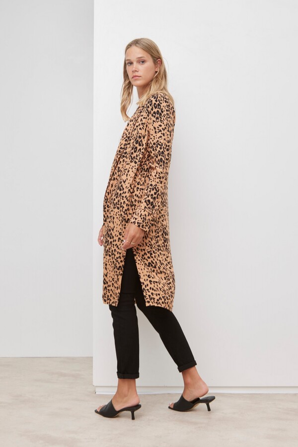 Cardigan Largo Animal Print NEGRO/TOSTADO