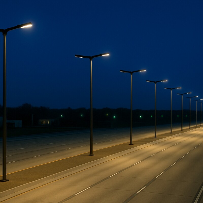 Columna 9mt con dos Brazos Blanca Columna 9mt con dos Brazos Blanca