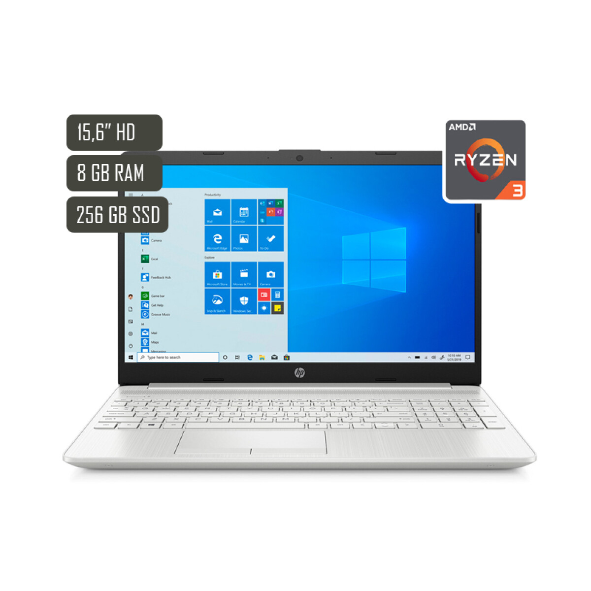 Notebook HP 15.6" Ryzen 3 4300U 8GB/256GB W11 SIL - Unica 