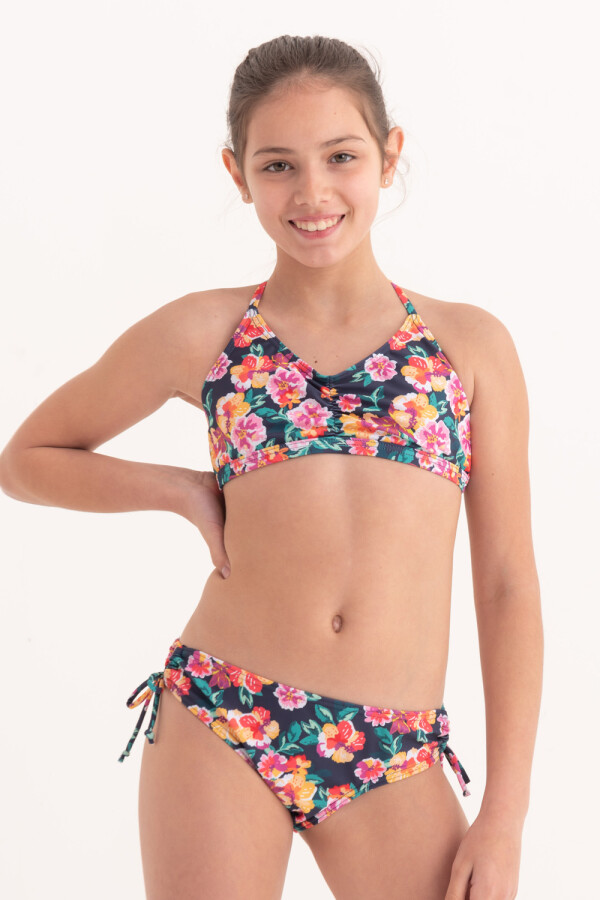 Bombacha bikini espalda cruzada Floreado Multicolor
