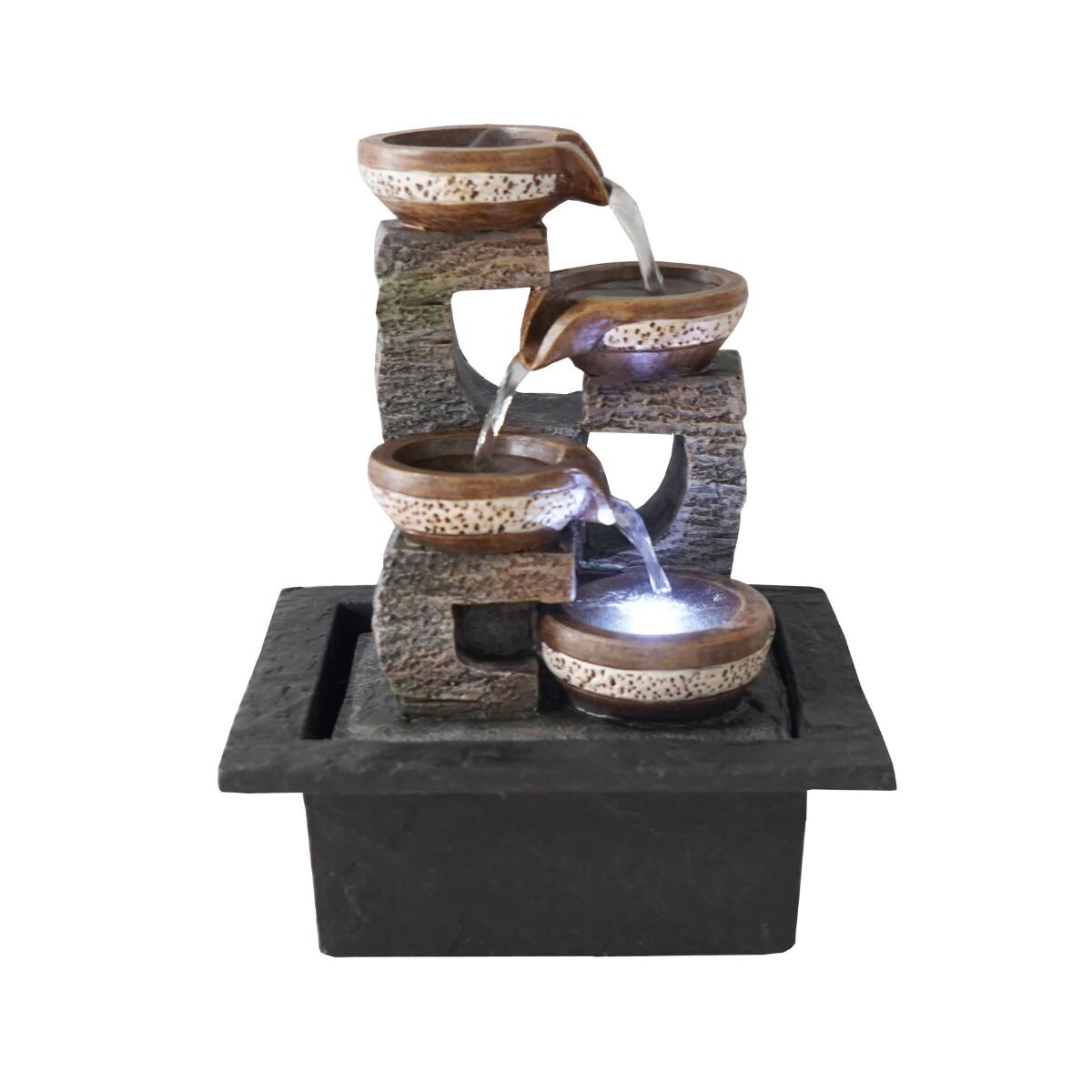 Fuente de agua 4 jarrones con luz 