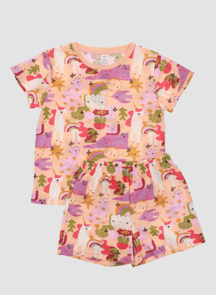 Pijama infantil<br /> gato Naranja claro
