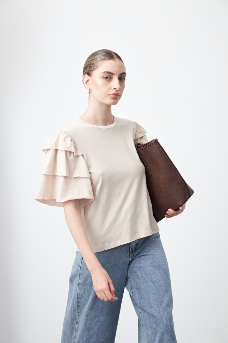 REMERA MIX - Tostado 