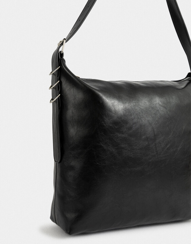 Shopper Cartera Shopper De Cuerina - Negro