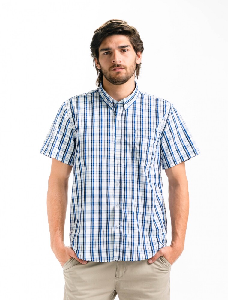 Camisa M/C Cuadros Azul/Fantasia 1