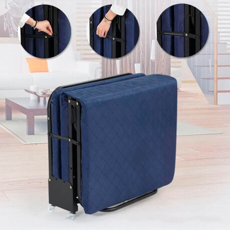 Catre Cama Plegable 180x75cm Acolchonado P/camping Azul