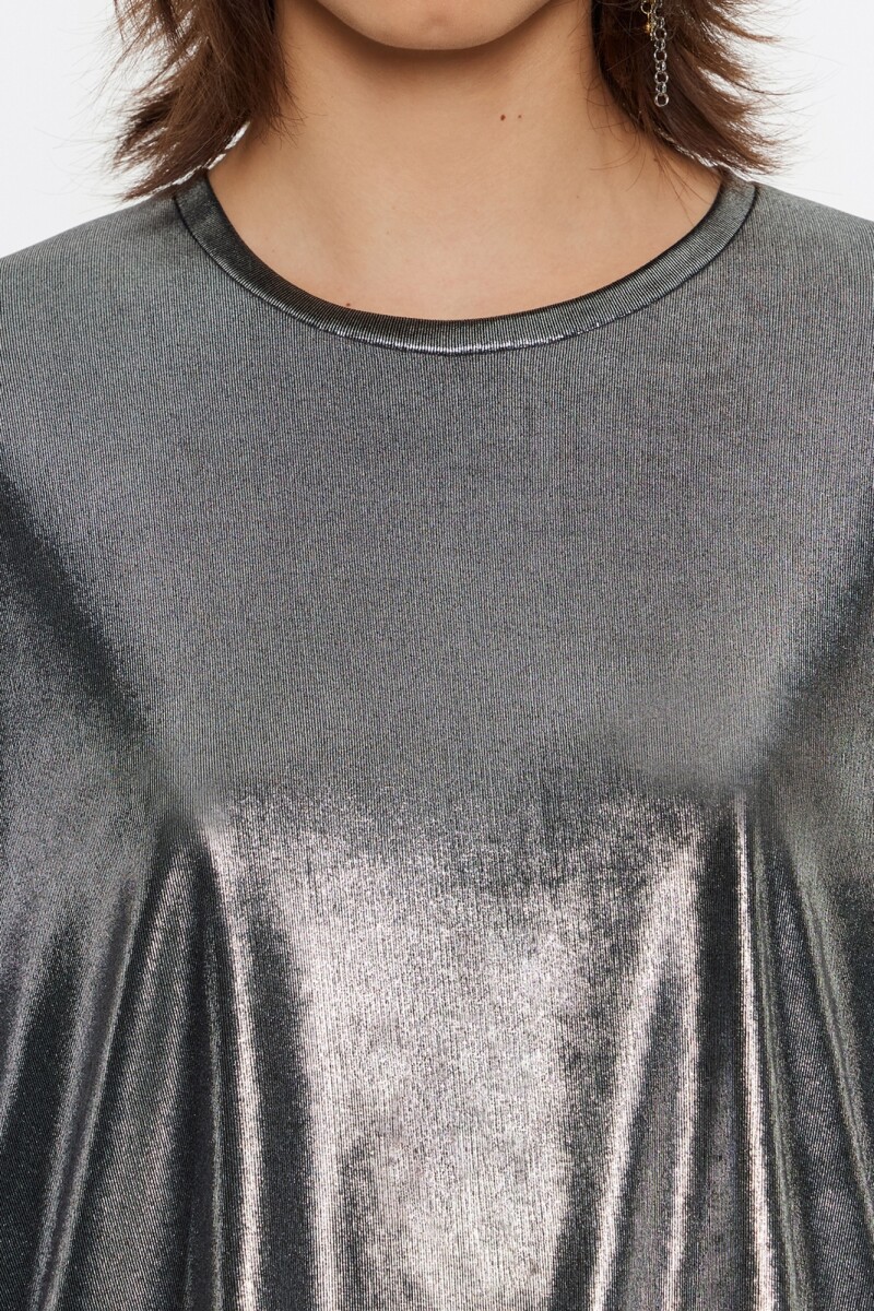 CAMISETA BOXY METALIZADA Plata