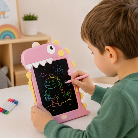 Tablet de 23cm con pantalla LCD para dibujar Dinosaurio Rosado