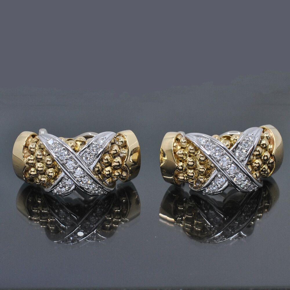Caravanas clips combinadas en oro 18k con brillantes Caravanas clips combinadas en oro 18k con brillantes