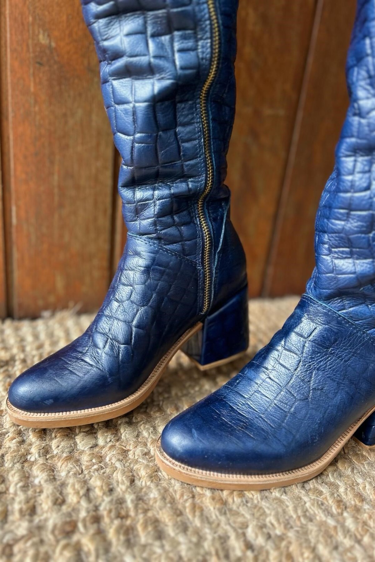 High Heel Boots Crocco Azul
