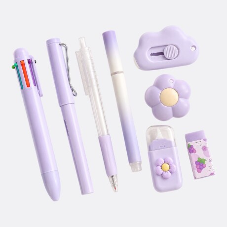 Set De Lapiceras Y Accesorios Para Escritorio Lila