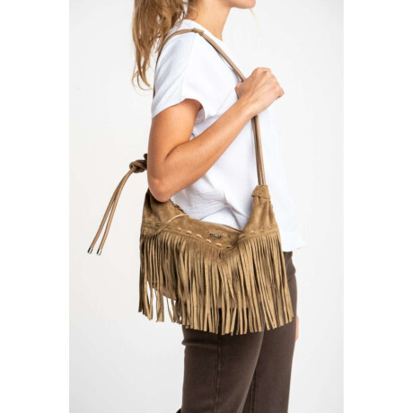 Cartera Flecos Gamuza Vegana Camel