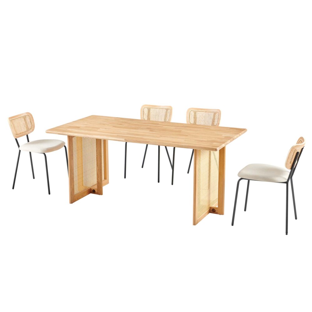 SILLA DE COMEDOR RATTAN-Y-METAL NATURAL-BEIGE BRISA