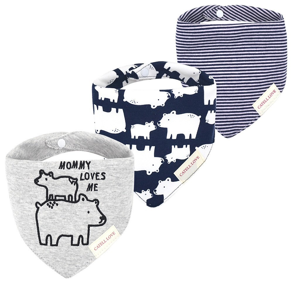 Set baberos bandana x3 osos azul marino