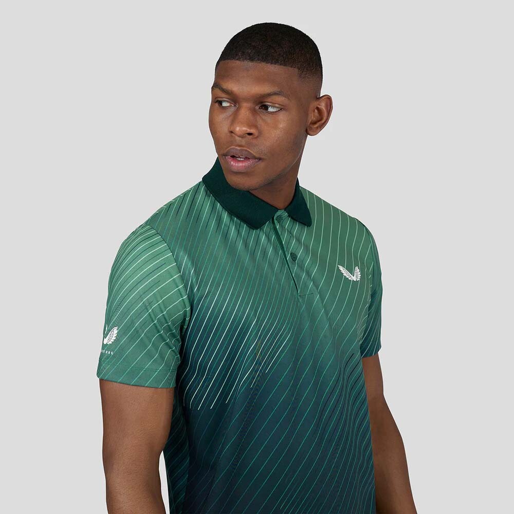 Geo Print Polo - Hombre Hunter Green