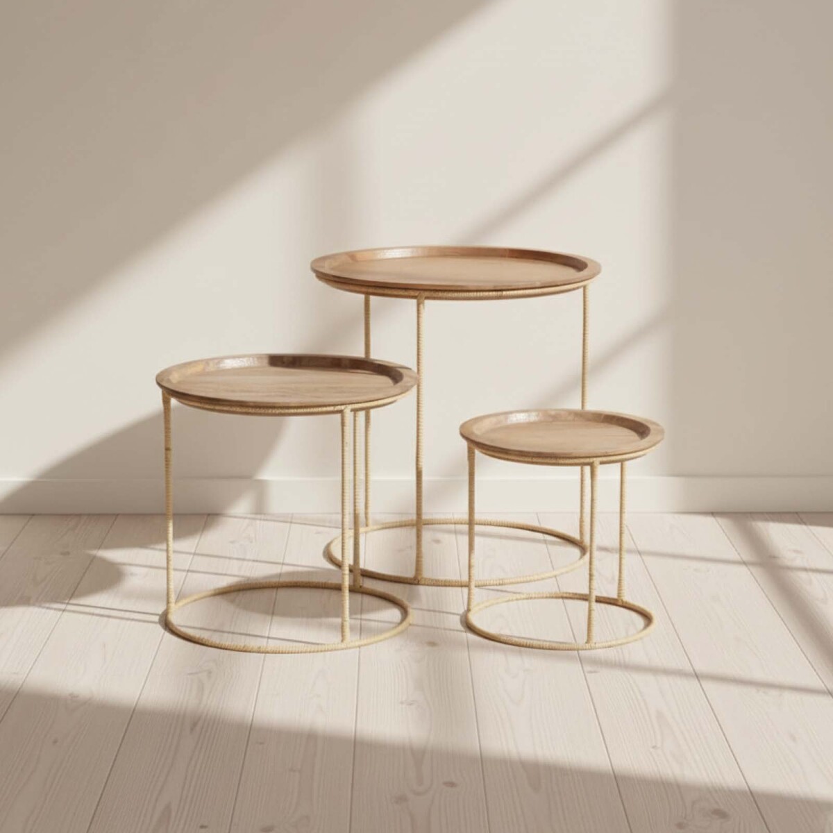 MESAS DE ARRIME - MADERA NATURAL-BEIGE MANGO NATURAL 