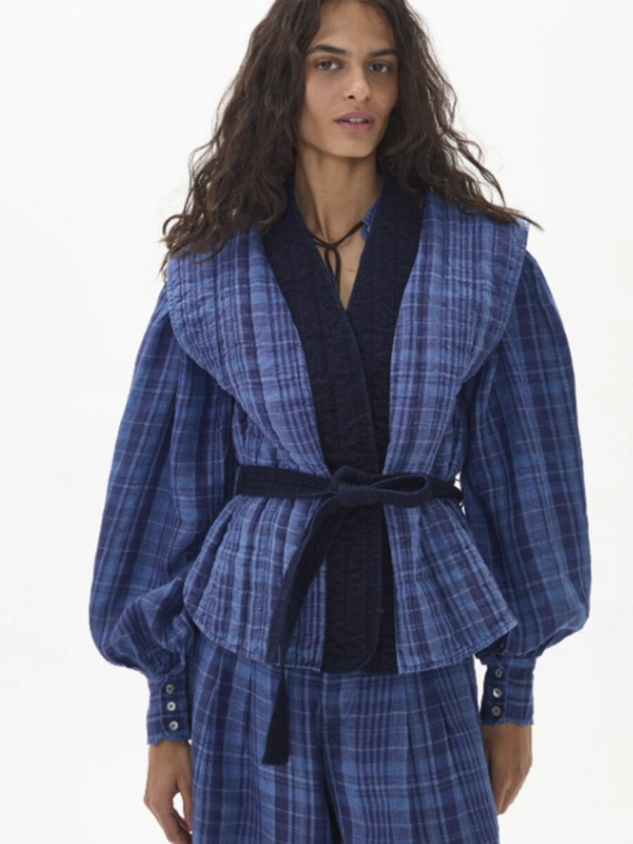 SMITH LINEN AND DENIM VEST 