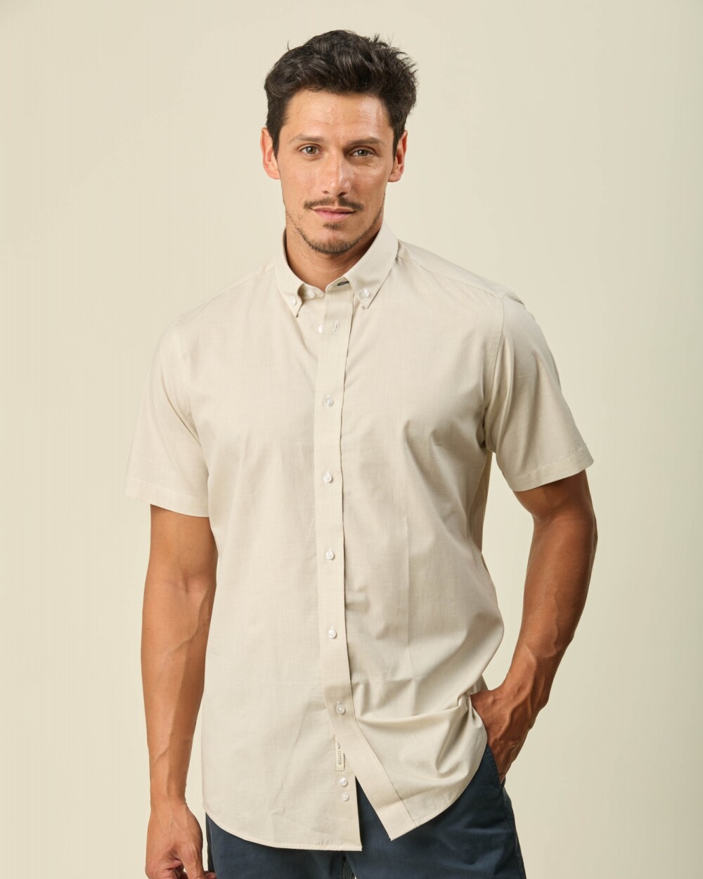 Camisa Manga Corta Beige