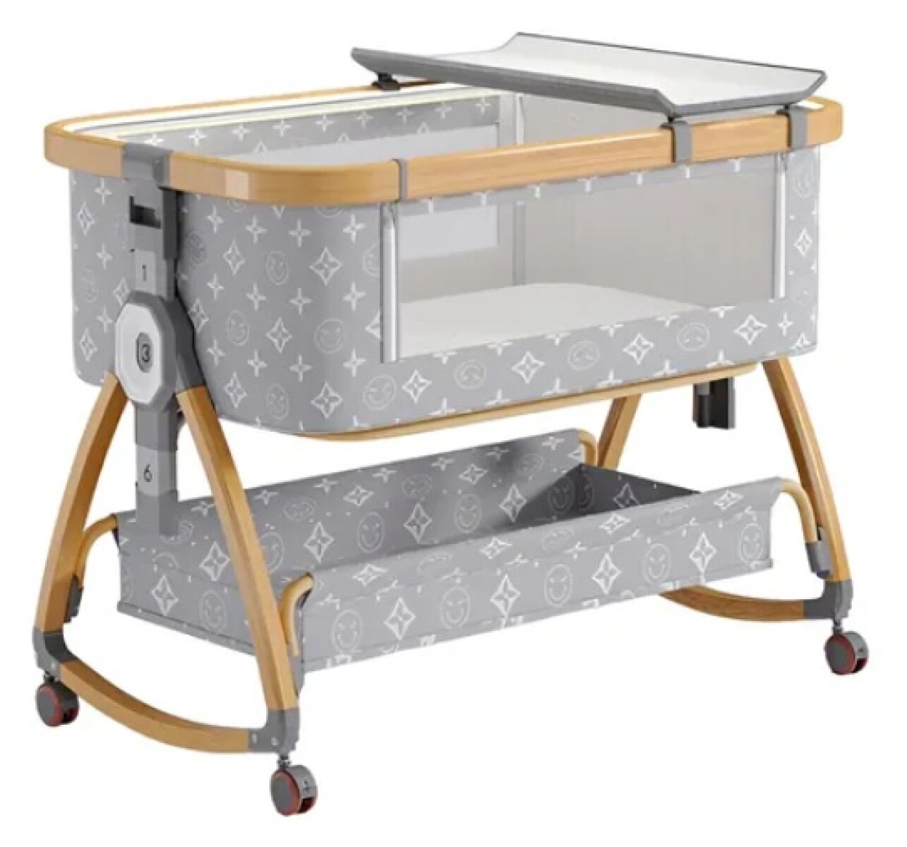 Cuna Colecho Moisés Cambiador Y Ruedas - Gris 