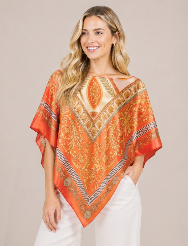 Poncho Saten Arabescos MULTI/ANARANJADO