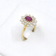 Anillo En Oro 18K, Rubi Y Brillantes Anillo En Oro 18K, Rubi Y Brillantes