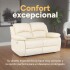 Sofá Sillón 2 Cuerpos Reclinable Masajeador Electrico Living Color Variante Crema