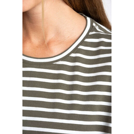 Remera Algodon Elastano Rayada Oliva