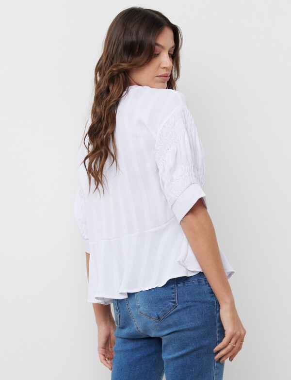 Blusa Manga Frunces BLANCO