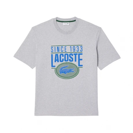CAMISETA LACOSTE LOOSE FIT COTTON JERSEY PRINT GRIS