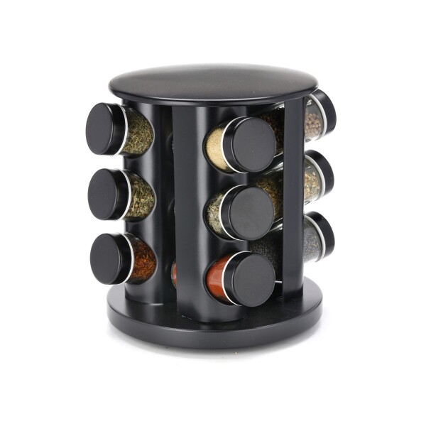 Especiero Giratorio 12 Frascos Vidrio Para Condimentos Cocina Acero Inoxidable Imback Negro Especiero Giratorio 12 Frascos Vidrio Para Condimentos Cocina Acero Inoxidable Imback Negro