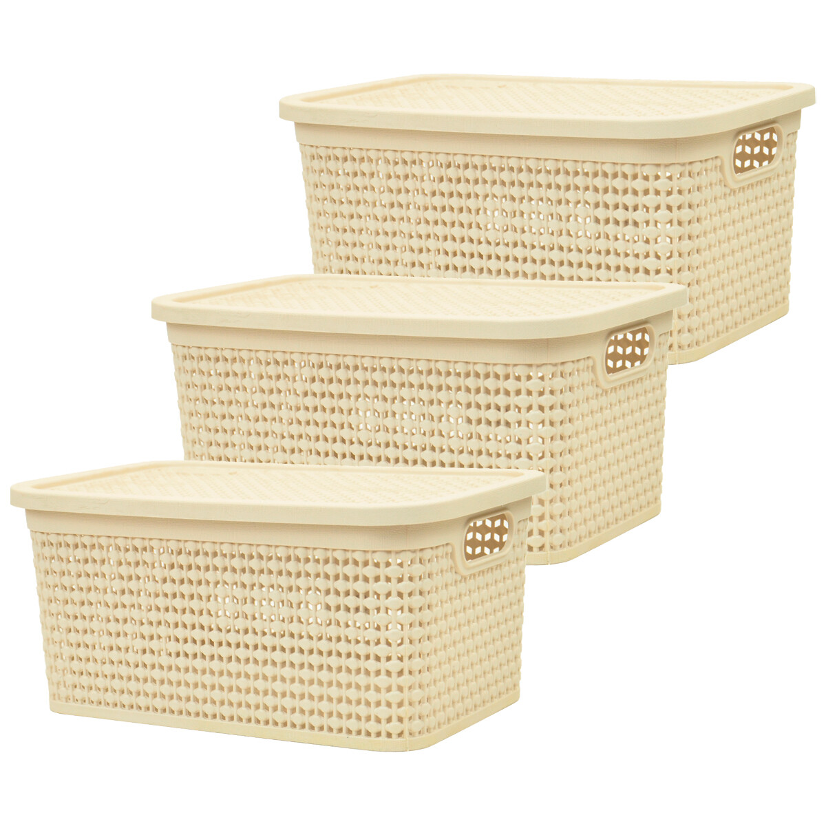 Set x3 Caja simil ratán 4 lts 26,7x18x12cm - BEIGE 