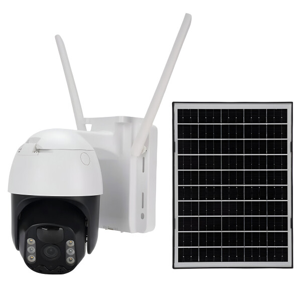 Cámara Seguridad Sola WiFi 4K Exterior Visión Nocturna Color Blanco Negro