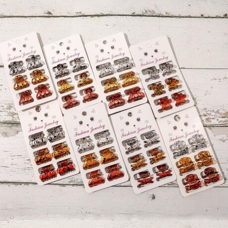 Set De Broches x6 Colores Fuertes Marrón