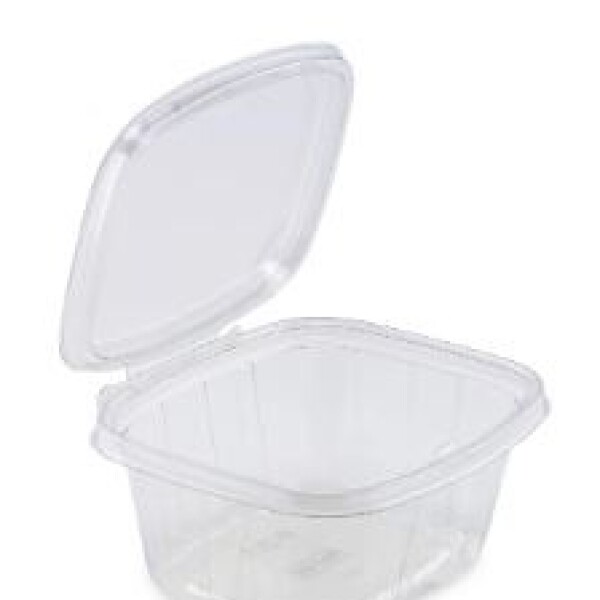 POTE BISAGRA PET RECTANGULAR CON LACRE 480ML 14 x 11,8 x 6,4 CM TRANSPARENTE