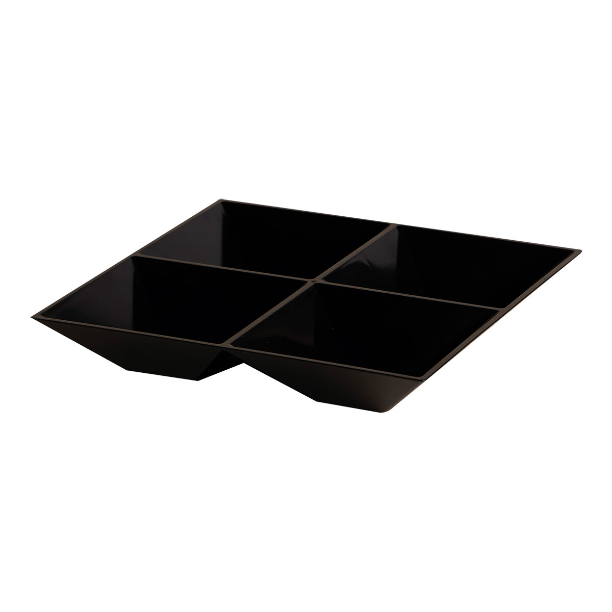 COPETINERO CUADRADO CON 4 DIVISIONES LE CHEF NEGRO 21,5 X 21,5 X 3,5 CM 