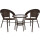 Set Juego De Jardín Mesa + 2 Sillas Rattan Exterior Marron