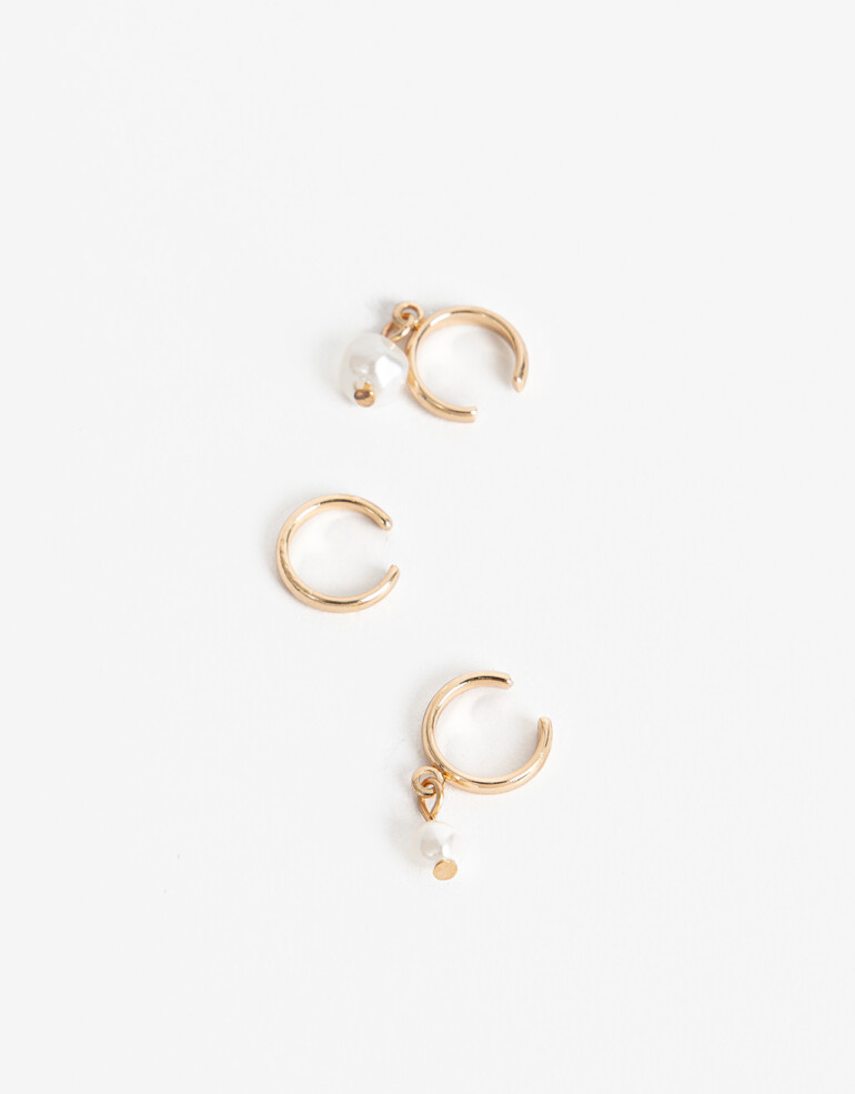 Aros Sets Perlas Earcuffs Perlas - Dorado