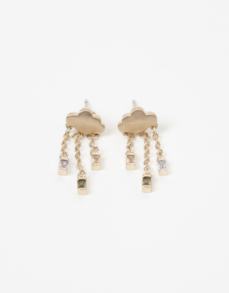 Aros Colgantes Cortos Strass Aros Colgantes Con Cubic Zirconia - Dorado