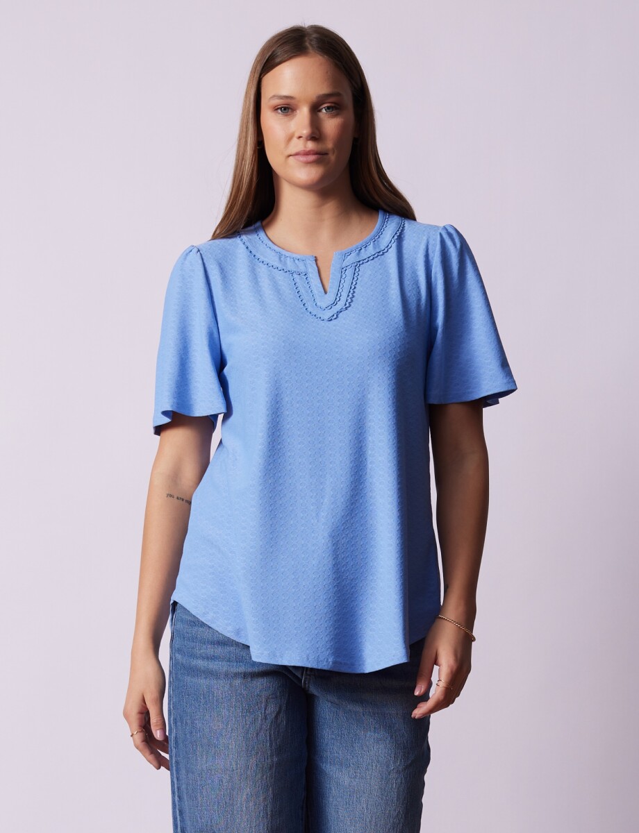 Blusa Piqué - Celeste Oscuro 