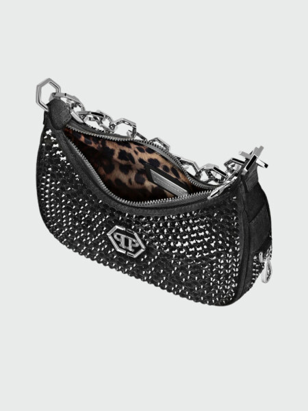 PHILIPP PLEIN - bolso de hombro negro con cristales Negro
