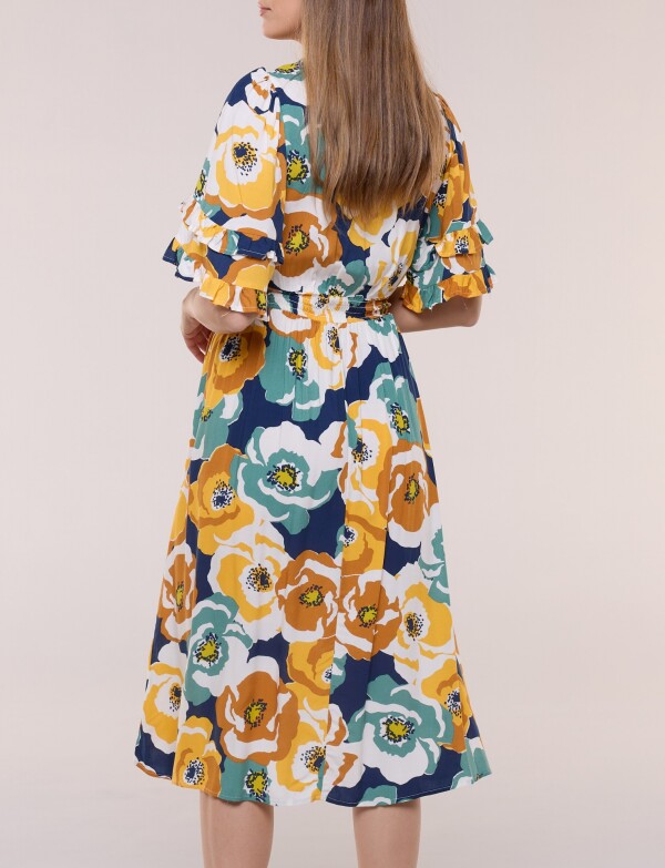 Vestido Volados Printed MULTI/AMARILLO