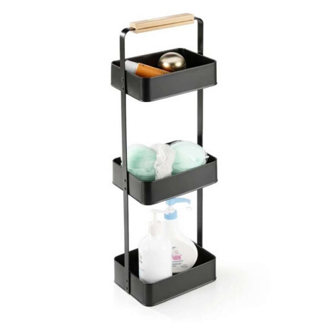 Estanteria 3Niveles Negro Mate Y Bambu 22X15X71H