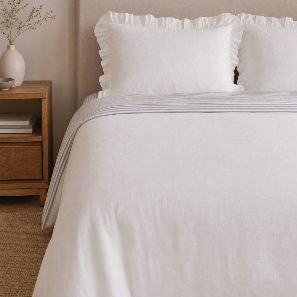 FUNDA NÓRDICA SUPER KING LINO-Y-ALGODON BLANCO LINEN COTTON