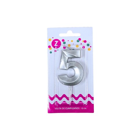 Vela 3D Plata N°5 Vela 3D Plata N°5