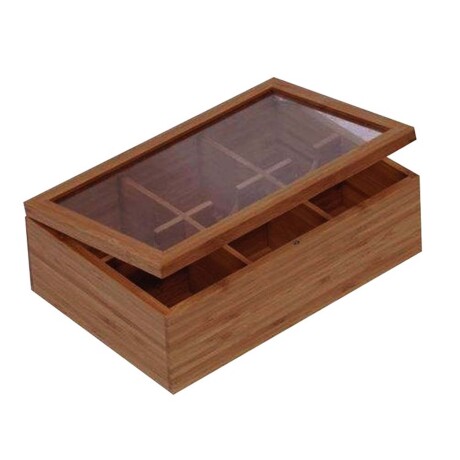 Caja Organizadora para Té Rectangular 6 Divisiones en Bamboo Marrón