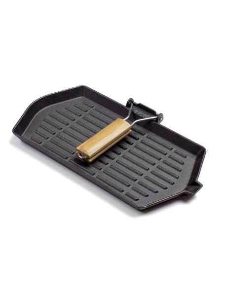 PLANCHA GRIL C/ MANGO MADERA HIERRO. 21x35CM PLANCHA GRIL C/ MANGO MADERA HIERRO. 21x35CM