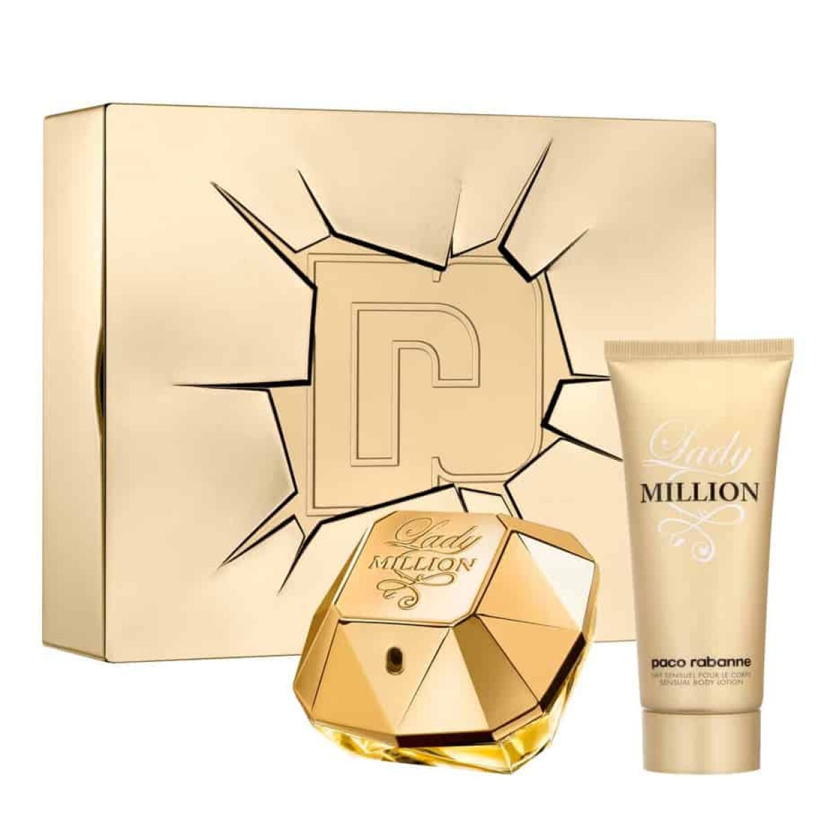 Cofre Rabanne Perfume Lady Million EDP 80ml + Body Lotion 100ml 